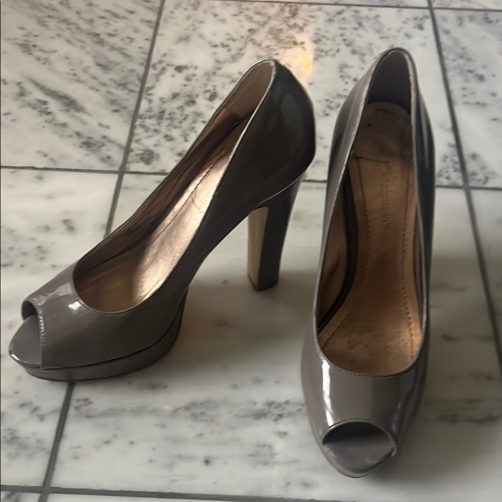 Gray Peep-Toe Heels